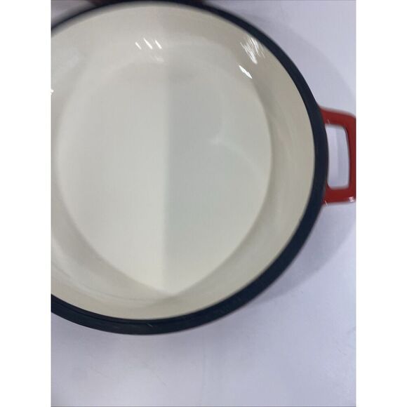 Bruntmor 2 In 1 Red Cast Iron Enamel Skillet Dutch Oven Combo W/ Lid 5 Qts Red - Picture 5 of 10